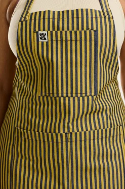 New Ada - Cotton Apron in Blue & Yellow Stripes All Accessories|Aprons
