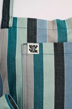 Fashion Ada - Cotton Apron in Herringbone Blue Stripe Print All Accessories|All Workwear