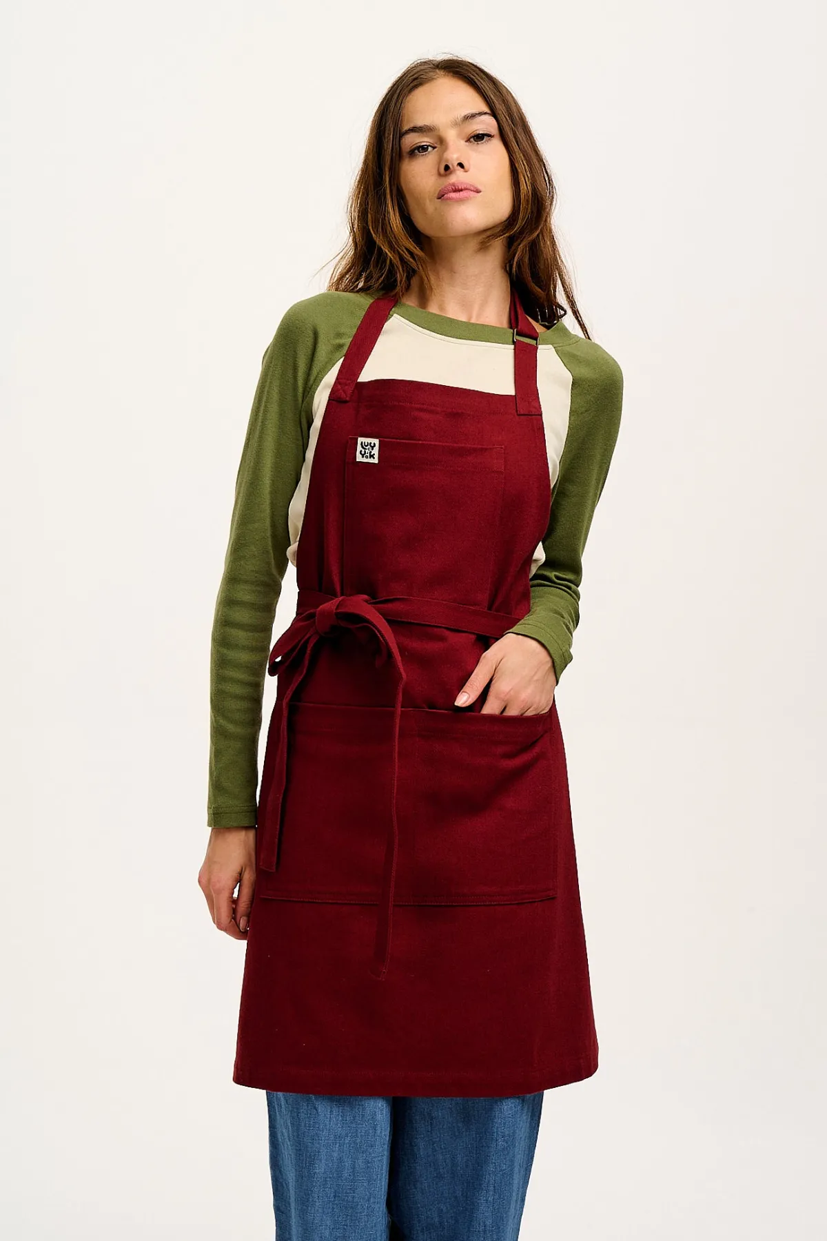 Clearance Ada - Heavyweight Cotton Apron in Maroon All Workwear|Aprons