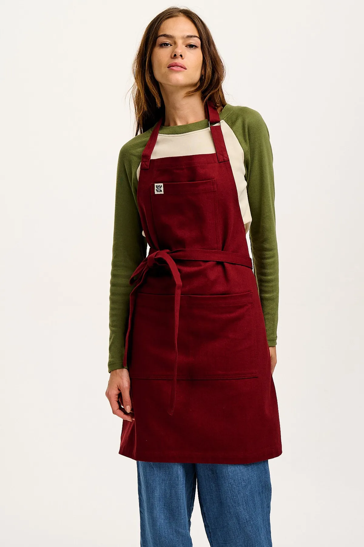 Clearance Ada - Heavyweight Cotton Apron in Maroon All Workwear|Aprons