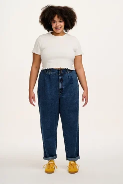 Fashion Addison - Tapered Denim Jeans in Mid Wash Blue Petite Range|All Bottoms