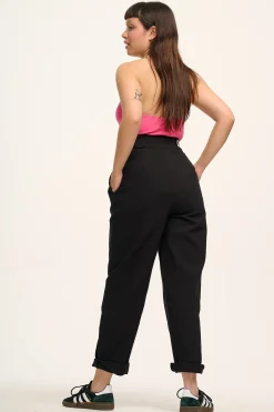 Fashion Addison - Tapered Twill Trousers in Black All Bottoms|Petite Range