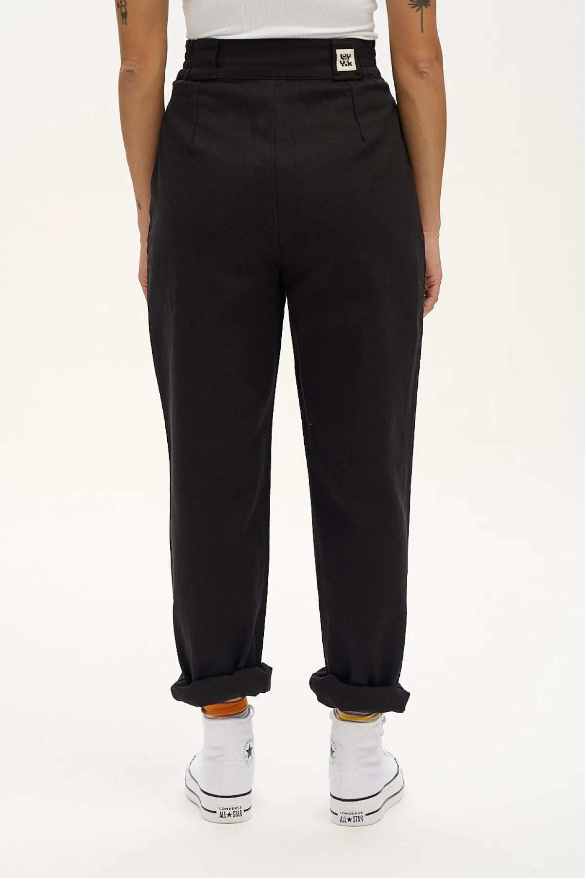 Fashion Addison - Tapered Twill Trousers in Black All Bottoms|Petite Range
