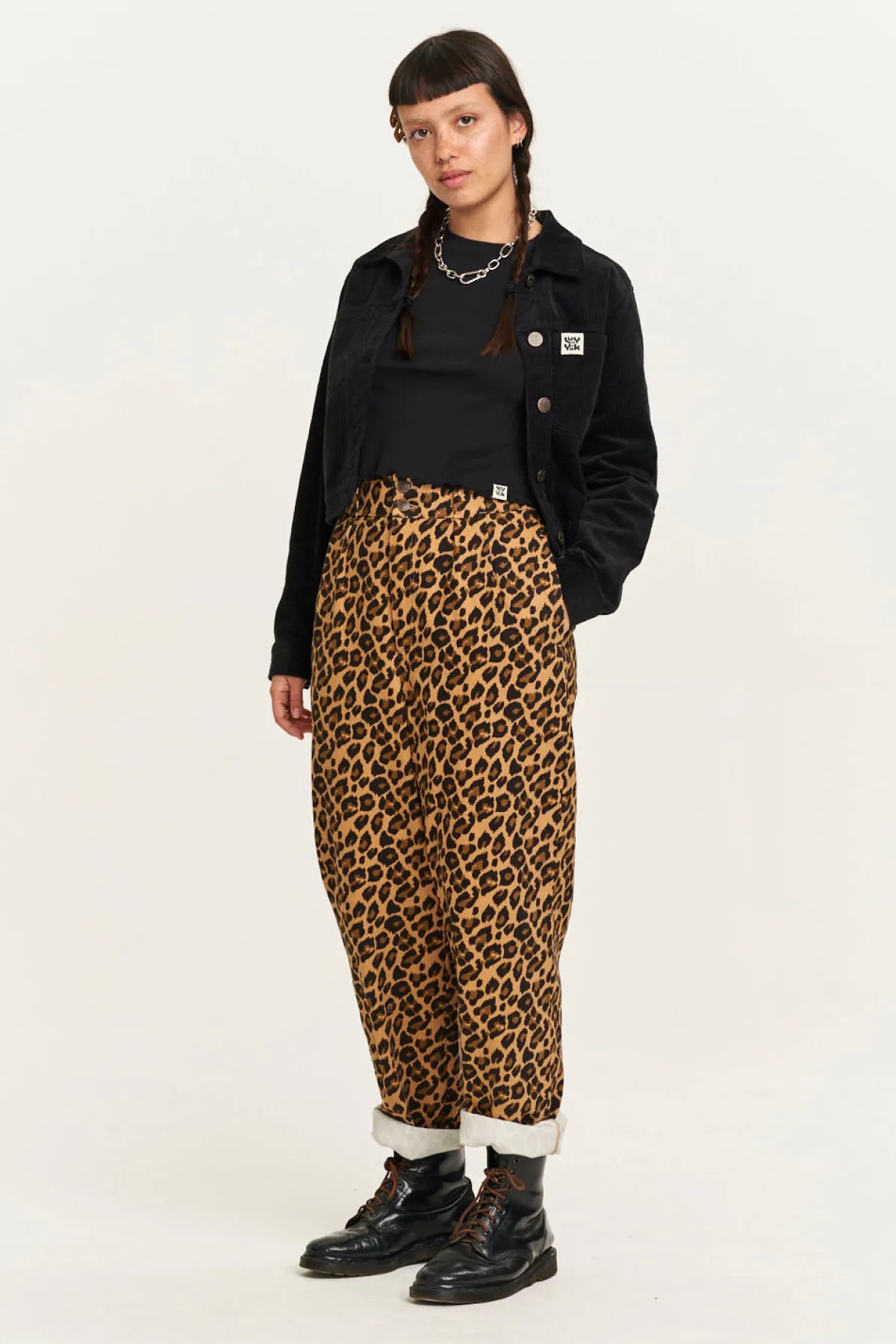 Online Addison - Tapered Twill Trousers in Leopard Print All Bottoms|Petite Range
