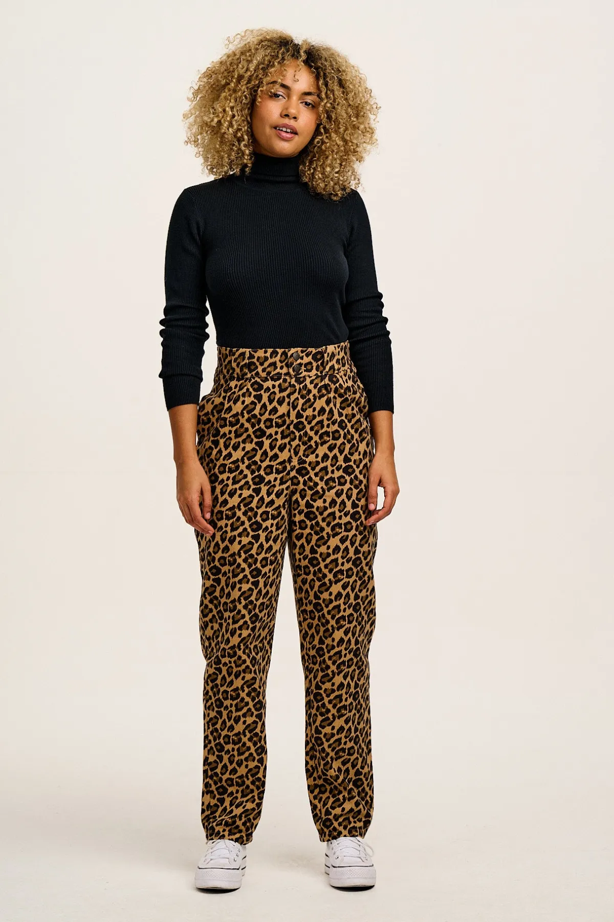 Online Addison - Tapered Twill Trousers in Leopard Print All Bottoms|Petite Range
