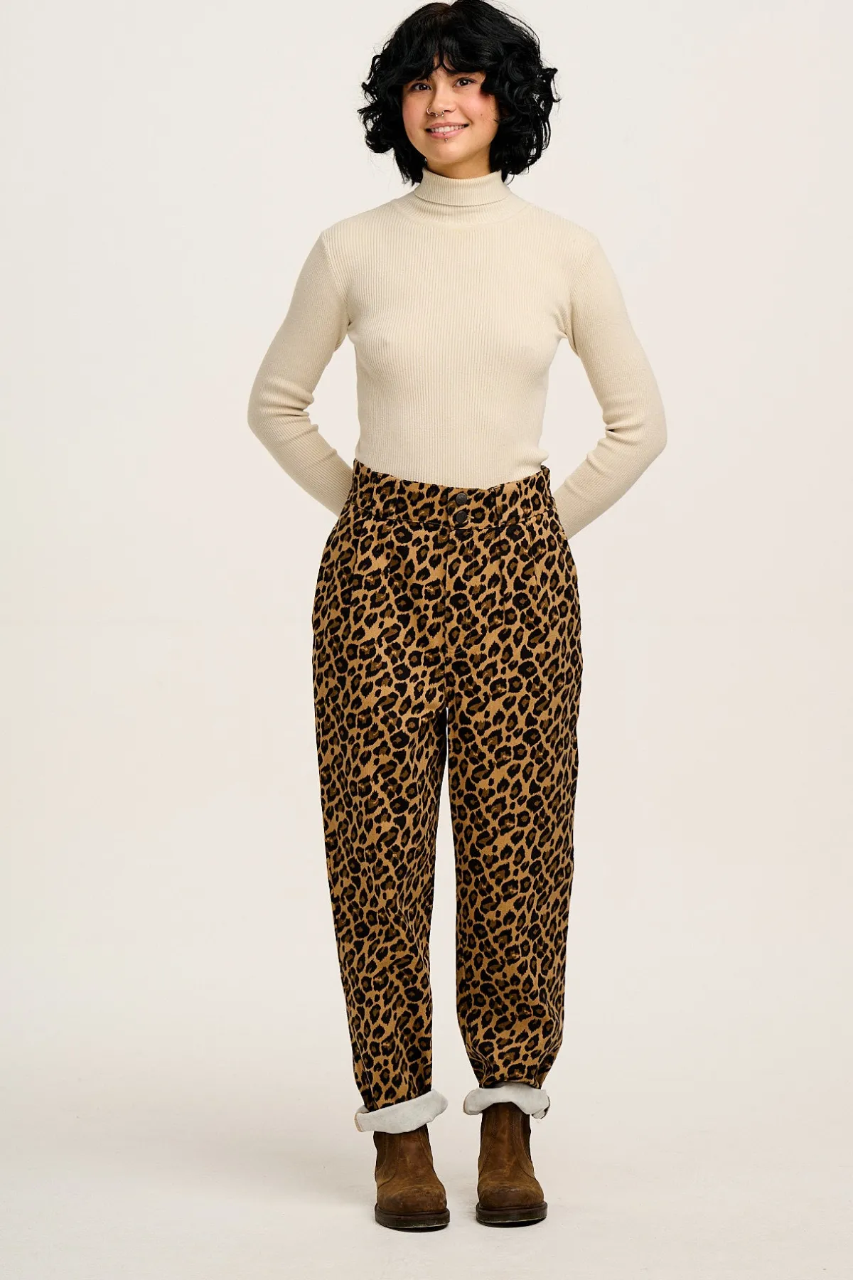 Online Addison - Tapered Twill Trousers in Leopard Print All Bottoms|Petite Range