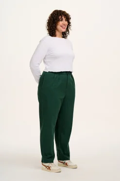Hot Addison - Tapered Twill Trousers in Posy Green All Bottoms|Petite Range