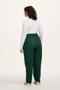 Hot Addison - Tapered Twill Trousers in Posy Green All Bottoms|Petite Range