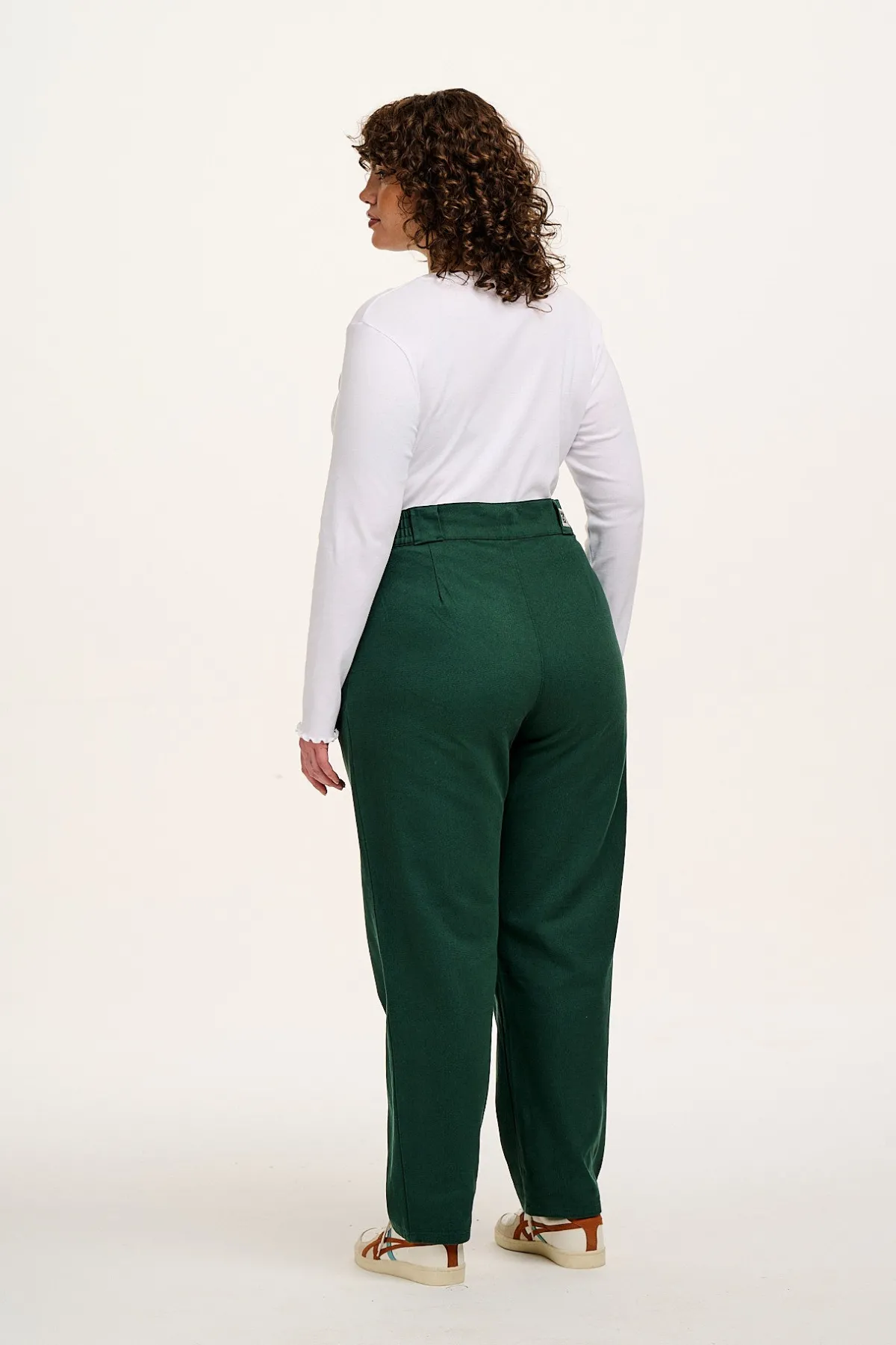 Hot Addison - Tapered Twill Trousers in Posy Green All Bottoms|Petite Range