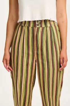 Fashion Addison - Tapered Twill Trousers in Elm Stripe All Bottoms
