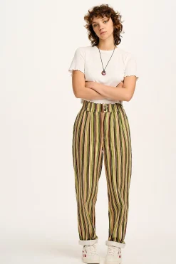 Fashion Addison - Tapered Twill Trousers in Elm Stripe All Bottoms