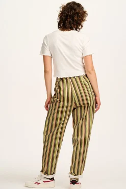 Fashion Addison - Tapered Twill Trousers in Elm Stripe All Bottoms