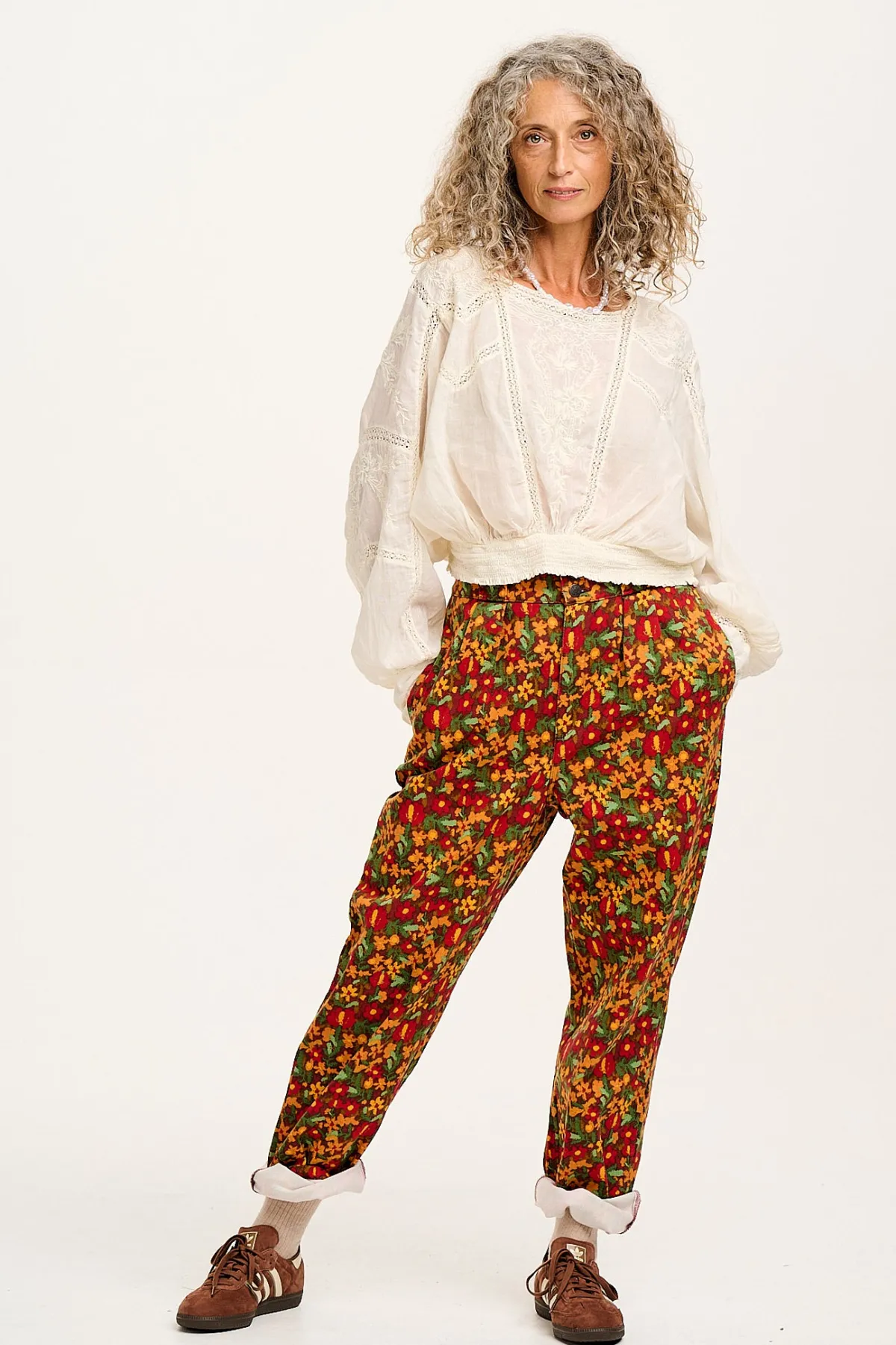 Fashion Addison - Tapered Twill Trousers in Rodeo Floral Print All Bottoms