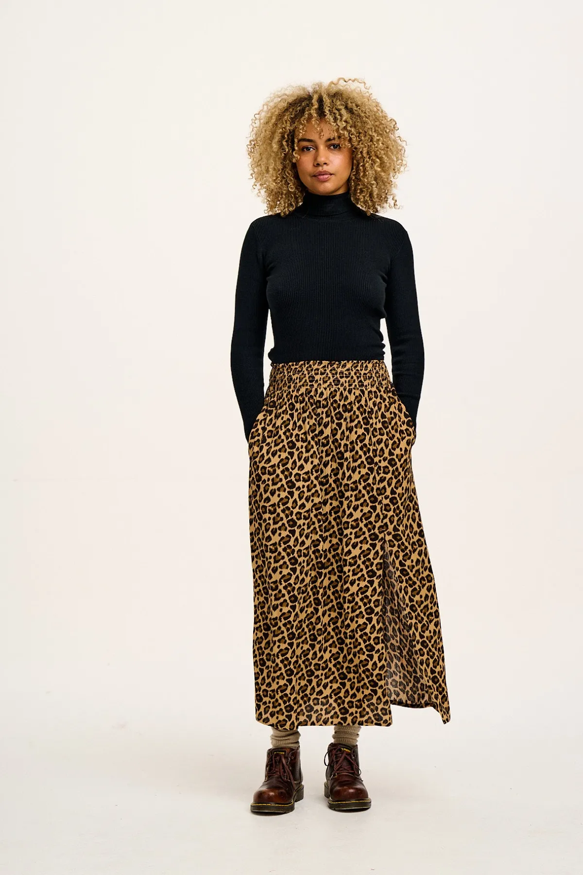 Clearance Aiden - Roll Neck Knitted Cotton Top in Black All Tops & Tees|Knitwear