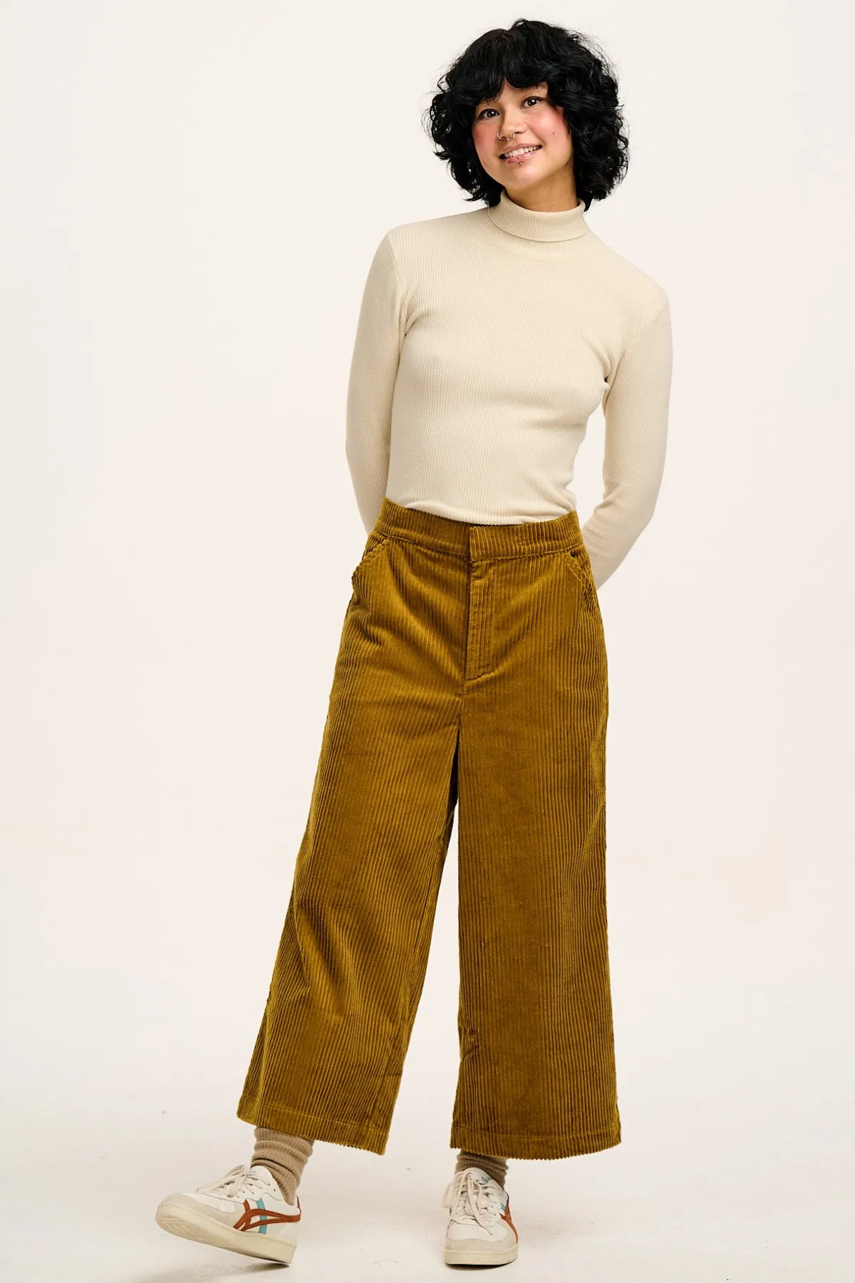 Fashion Aiden - Roll Neck Knitted Cotton Top in Pearl All Tops & Tees|Knitwear