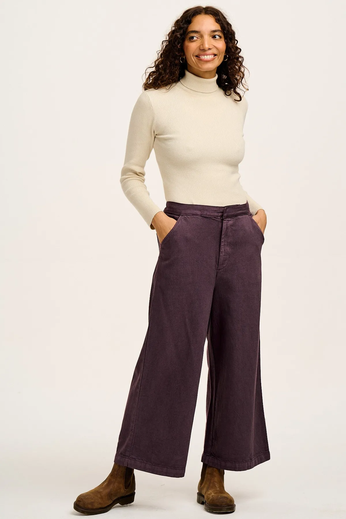 Fashion Aiden - Roll Neck Knitted Cotton Top in Pearl All Tops & Tees|Knitwear