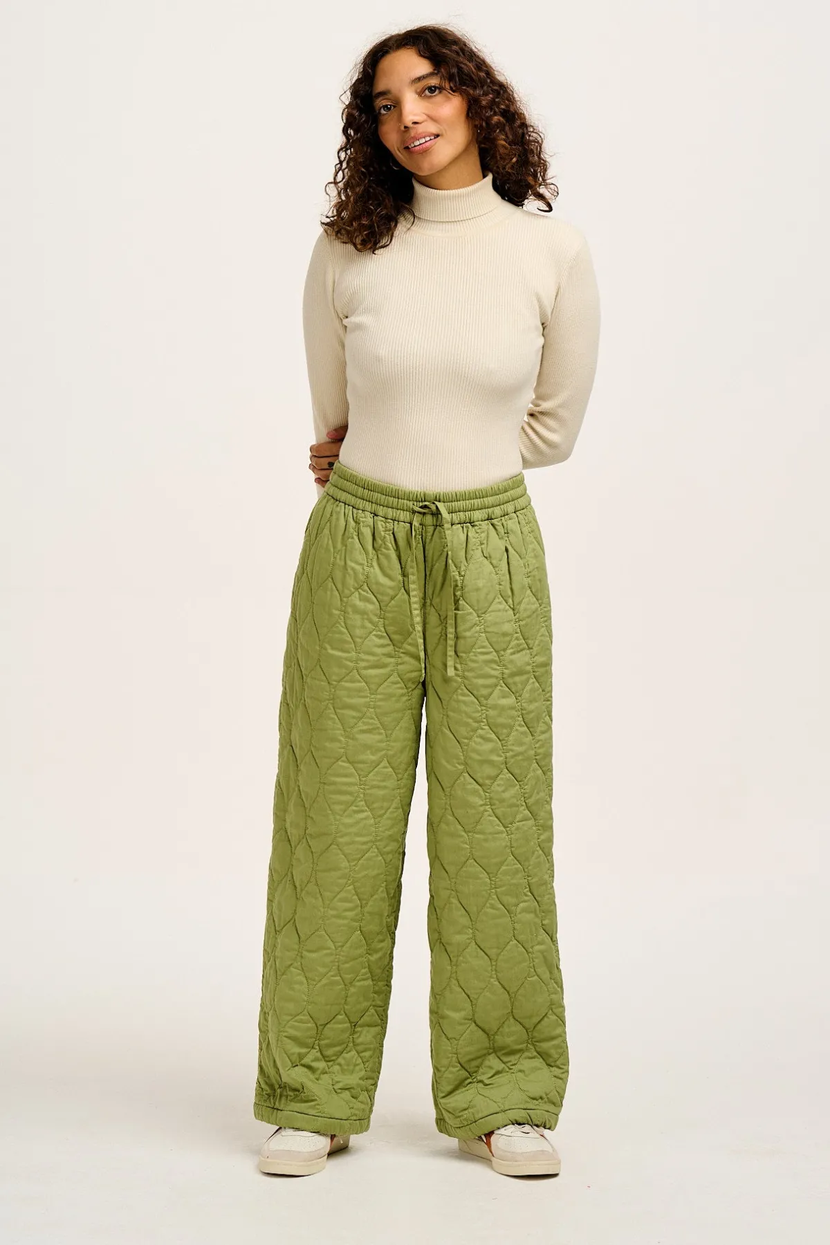 Fashion Aiden - Roll Neck Knitted Cotton Top in Pearl All Tops & Tees|Knitwear