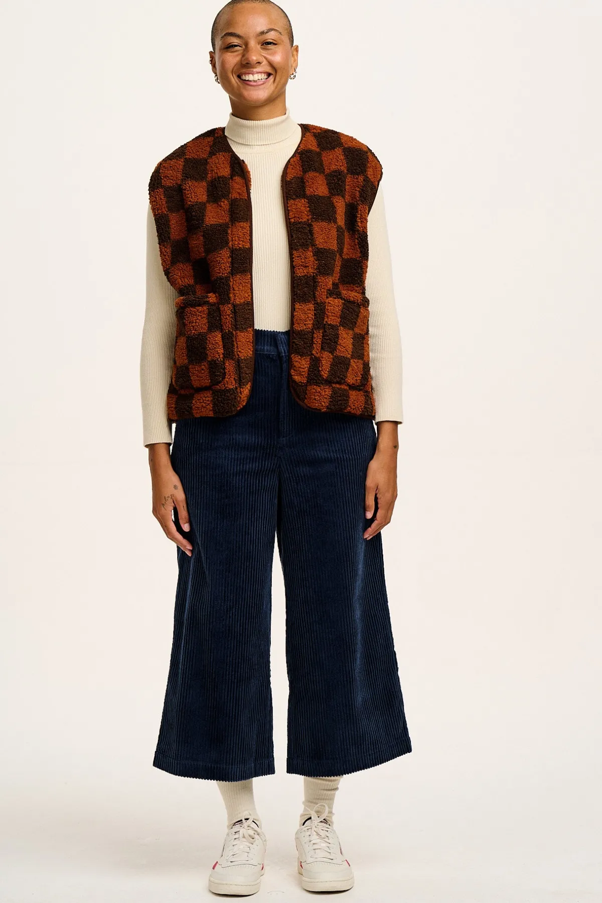 Fashion Aiden - Roll Neck Knitted Cotton Top in Pearl All Tops & Tees|Knitwear