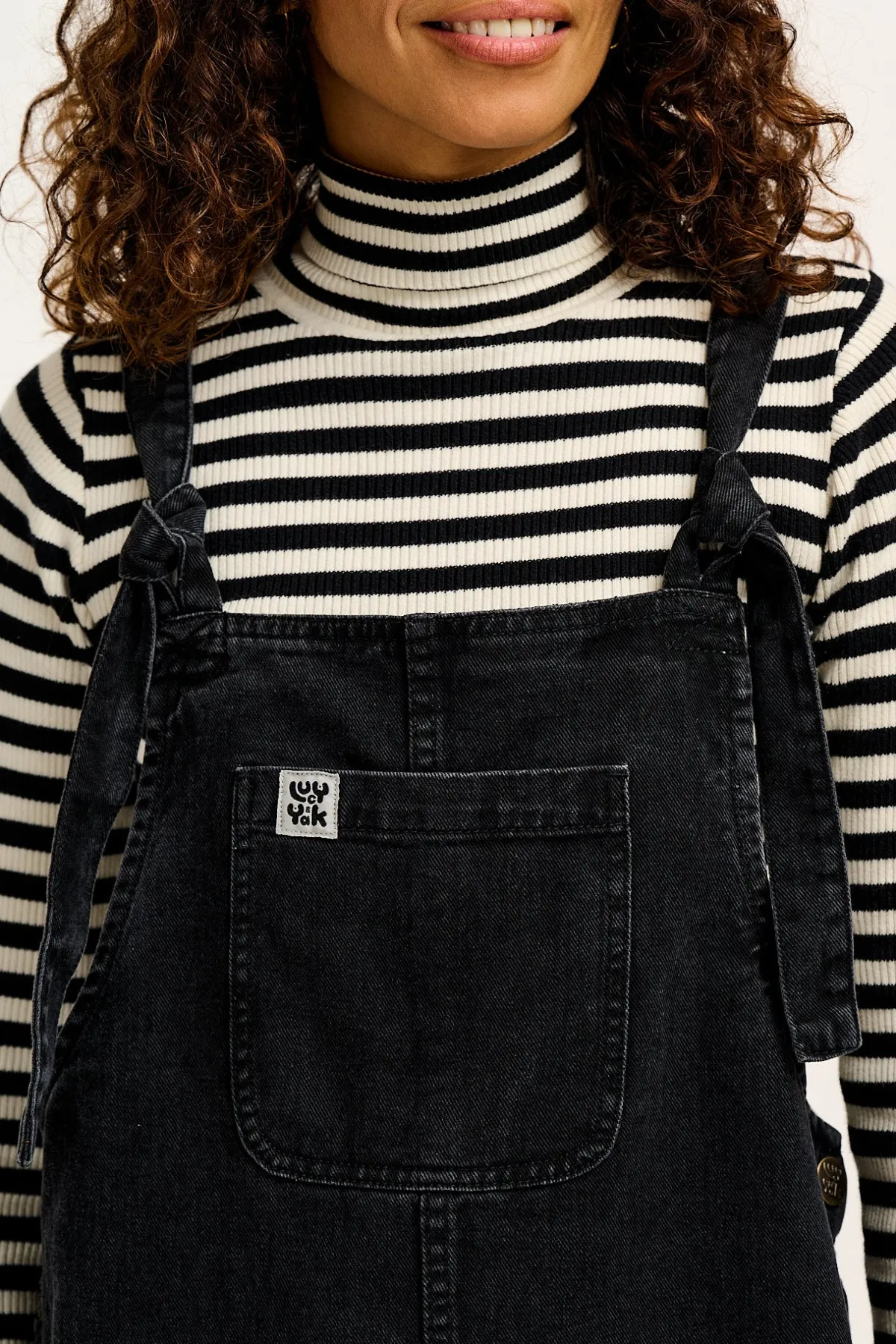 Online Aiden - Roll Neck Knitted Cotton Top in Black & White Stripe All Tops & Tees|Knitwear