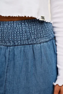 Online Alexa - Cotton & Hemp Trousers in Mid Wash Blue All Bottoms|Jeans