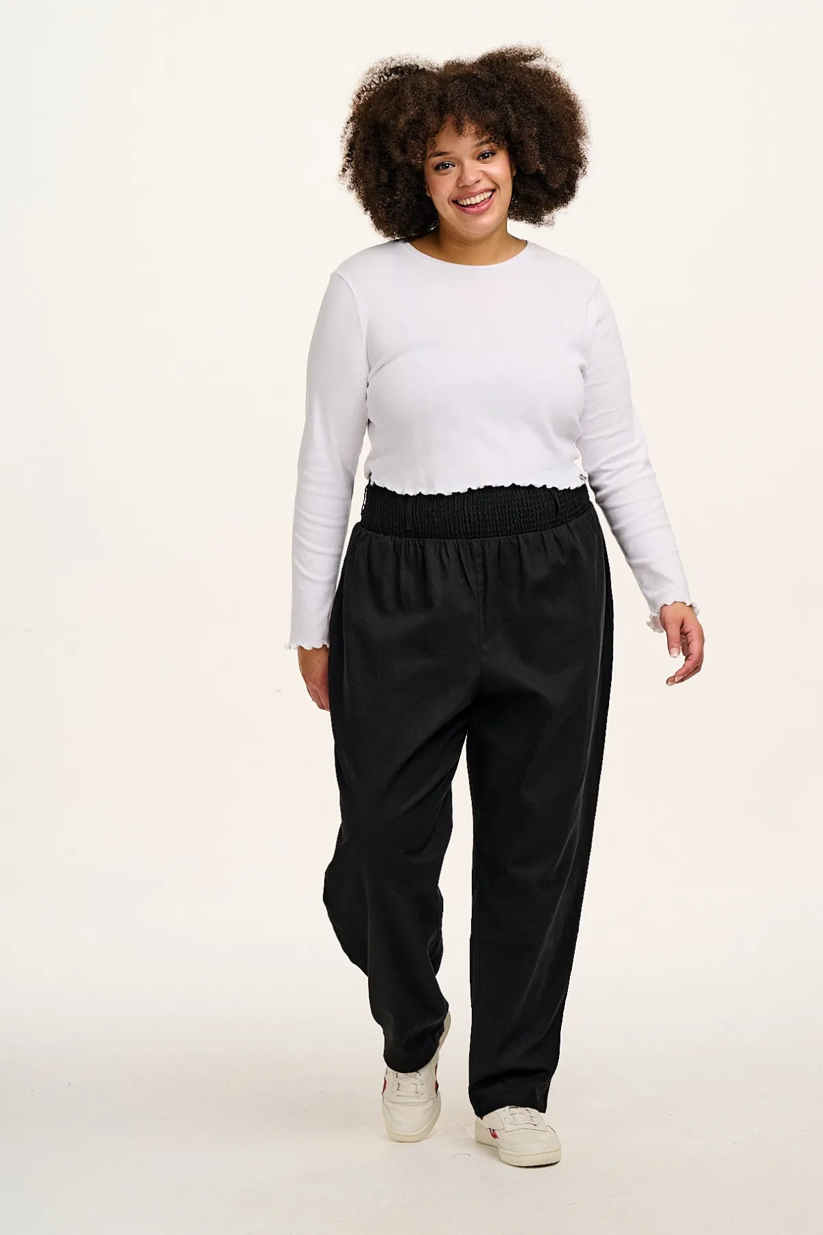 New Alexa - Cotton Trousers in Black All Bottoms|Trousers