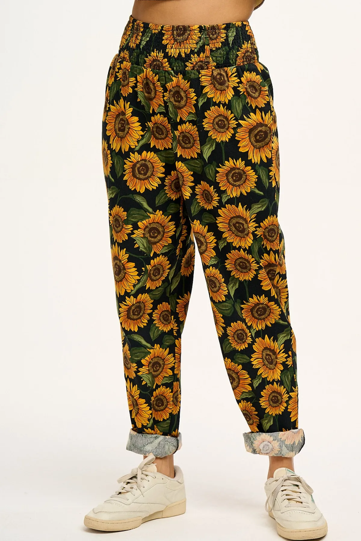 Fashion Alexa - Cotton Trousers in Sunflower Print All Bottoms