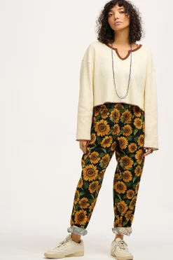 Fashion Alexa - Cotton Trousers in Sunflower Print All Bottoms