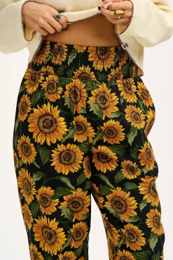 Fashion Alexa - Cotton Trousers in Sunflower Print All Bottoms