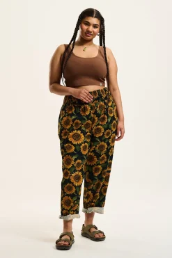 Fashion Alexa - Cotton Trousers in Sunflower Print All Bottoms