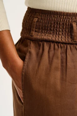 Clearance Alexa - Cotton Trousers in Cocoa Brown All Bottoms