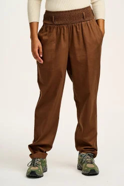 Clearance Alexa - Cotton Trousers in Cocoa Brown All Bottoms