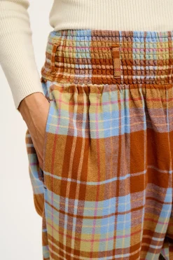 Best Alexa - Cotton Trousers in Brown & Blue Alastair Tartan All Bottoms