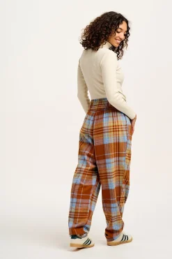 Best Alexa - Cotton Trousers in Brown & Blue Alastair Tartan All Bottoms