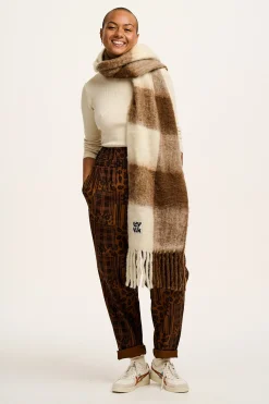 Clearance Alexa - Cotton Trousers in Brown Penny Patchwork Print All Bottoms|Trousers