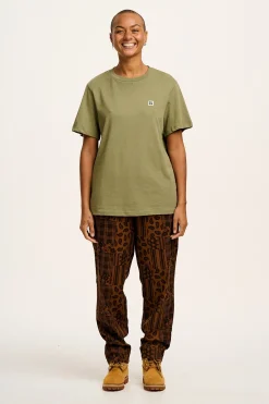 Clearance Alexa - Cotton Trousers in Brown Penny Patchwork Print All Bottoms|Trousers