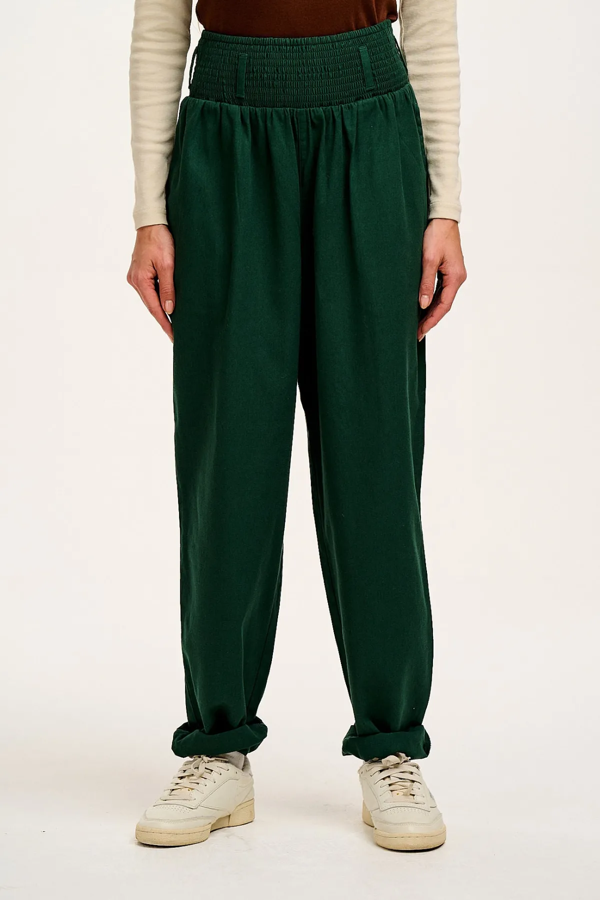 New Alexa - Cotton Trousers in Posy Green All Bottoms