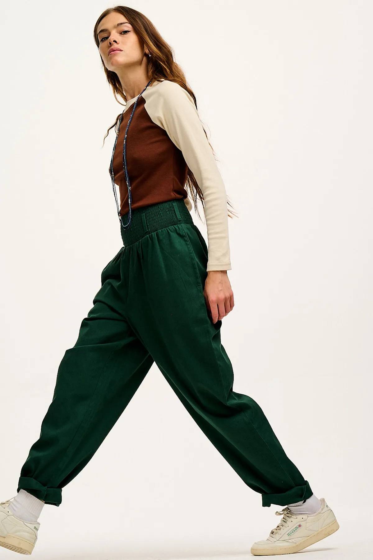 New Alexa - Cotton Trousers in Posy Green All Bottoms