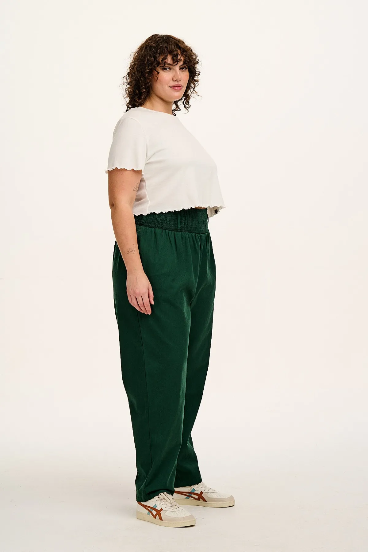 New Alexa - Cotton Trousers in Posy Green All Bottoms