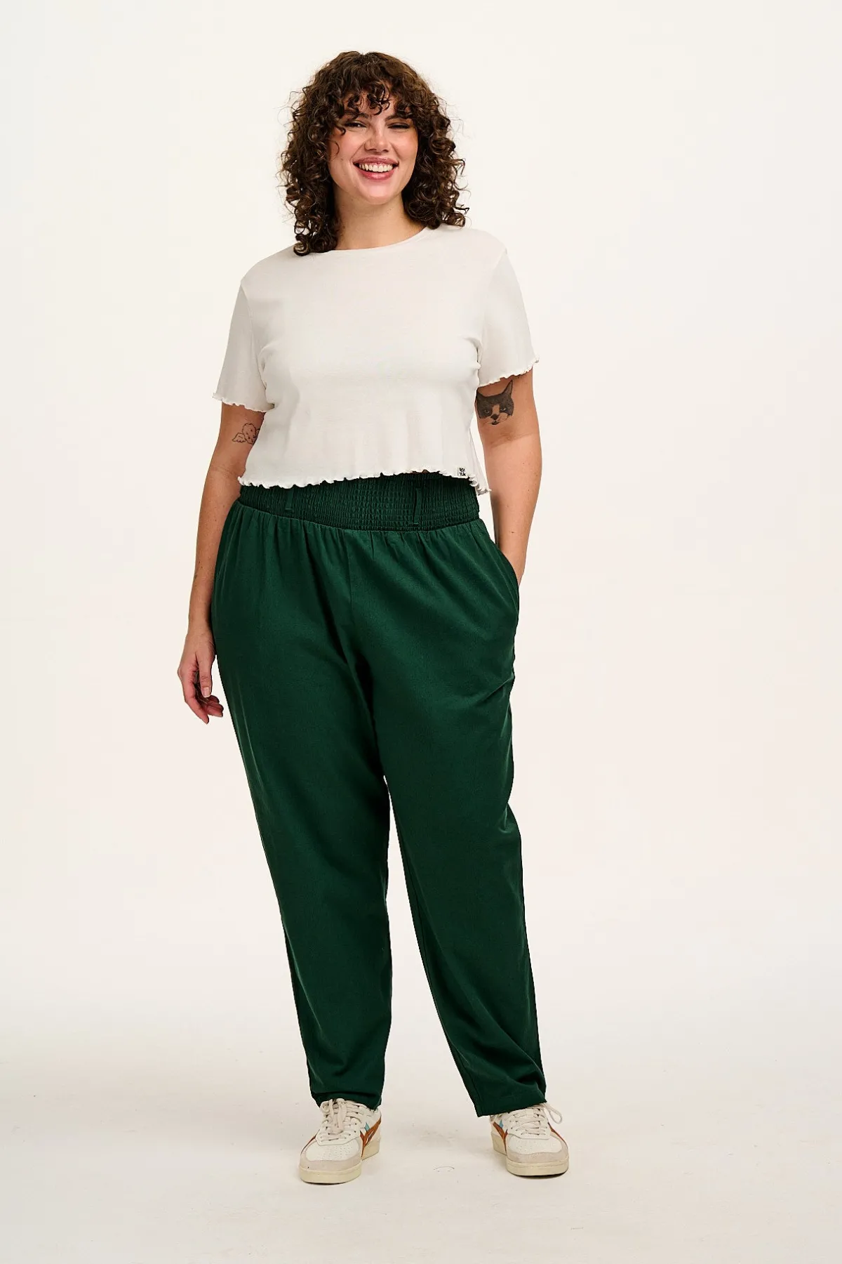 New Alexa - Cotton Trousers in Posy Green All Bottoms
