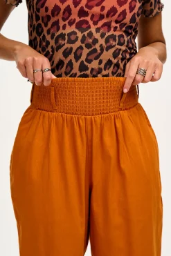 Fashion Alexa - Cotton Trousers in Hawaiian Sunset Orange All Bottoms|Trousers