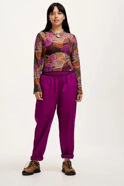 Hot Alexa - Cotton Trousers in Hollyhock Purple All Bottoms