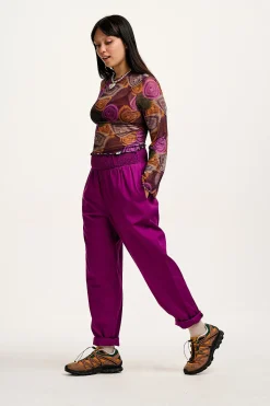 Hot Alexa - Cotton Trousers in Hollyhock Purple All Bottoms