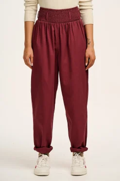 Best Alexa - Cotton Trousers in Merlot Red All Bottoms|Trousers