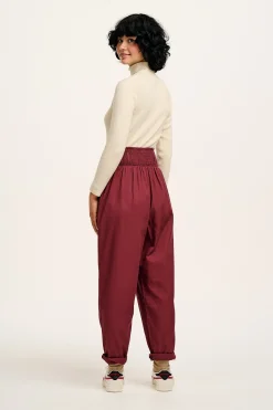 Best Alexa - Cotton Trousers in Merlot Red All Bottoms|Trousers