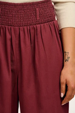 Best Alexa - Cotton Trousers in Merlot Red All Bottoms|Trousers