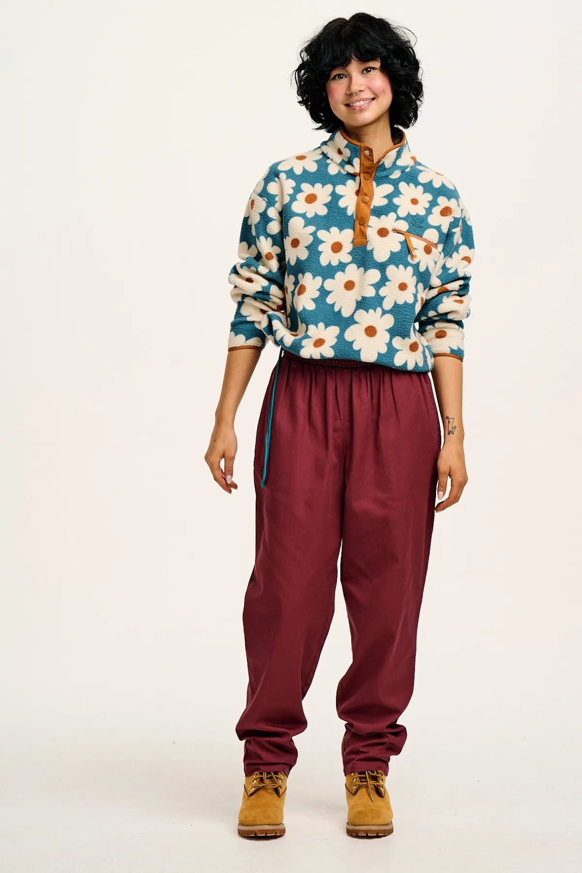 Best Alexa - Cotton Trousers in Merlot Red All Bottoms|Trousers