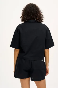 Clearance Alfie - Cotton & Linen Shirt in Black All Tops & Tees|Shirts