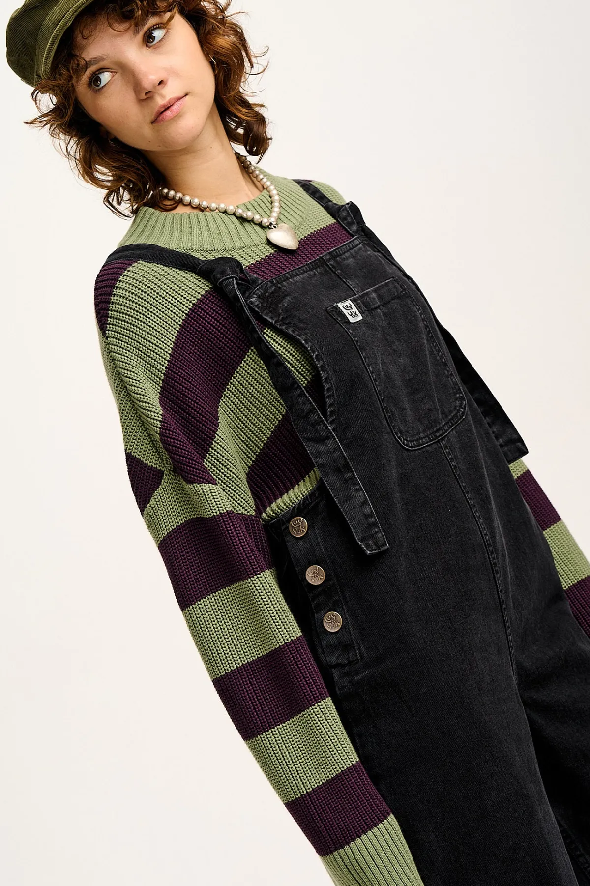 Fashion Ali - Slouchy Denim Dungarees in Washed Black All Dungarees|Ali - Slouchy