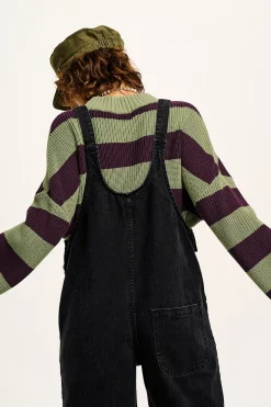 Fashion Ali - Slouchy Denim Dungarees in Washed Black All Dungarees|Ali - Slouchy