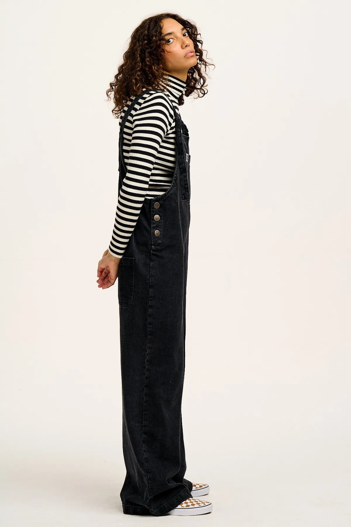 Fashion Ali - Slouchy Denim Dungarees in Washed Black All Dungarees|Ali - Slouchy